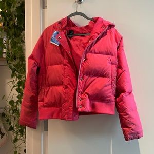 Pink down ski jacket with hood size medium - Gap